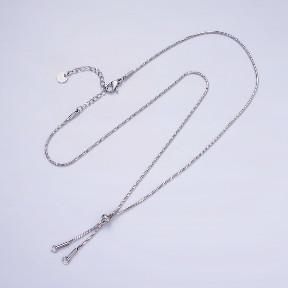 Stainless Steel 1mm Snake Chain Slider 20 Inch Y Necklace Gold & Silver | WA-2488 WA-2489
