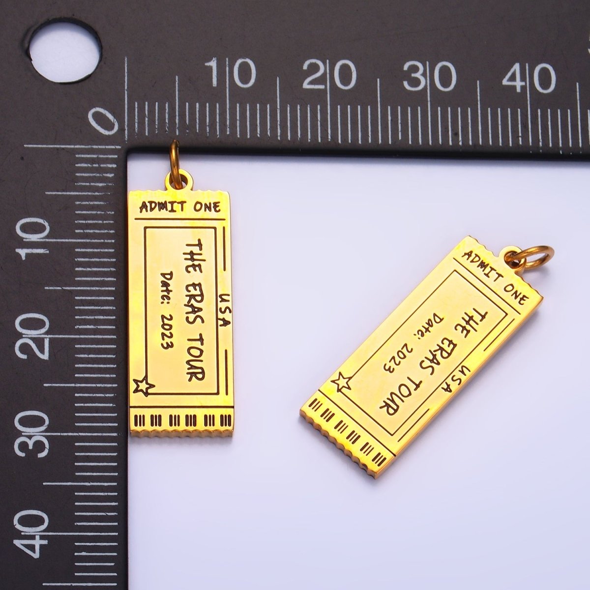 Stainless Steel 2023 "Eras" Script Engraved Admit Ticket Charm | P1268 - DLUXCA