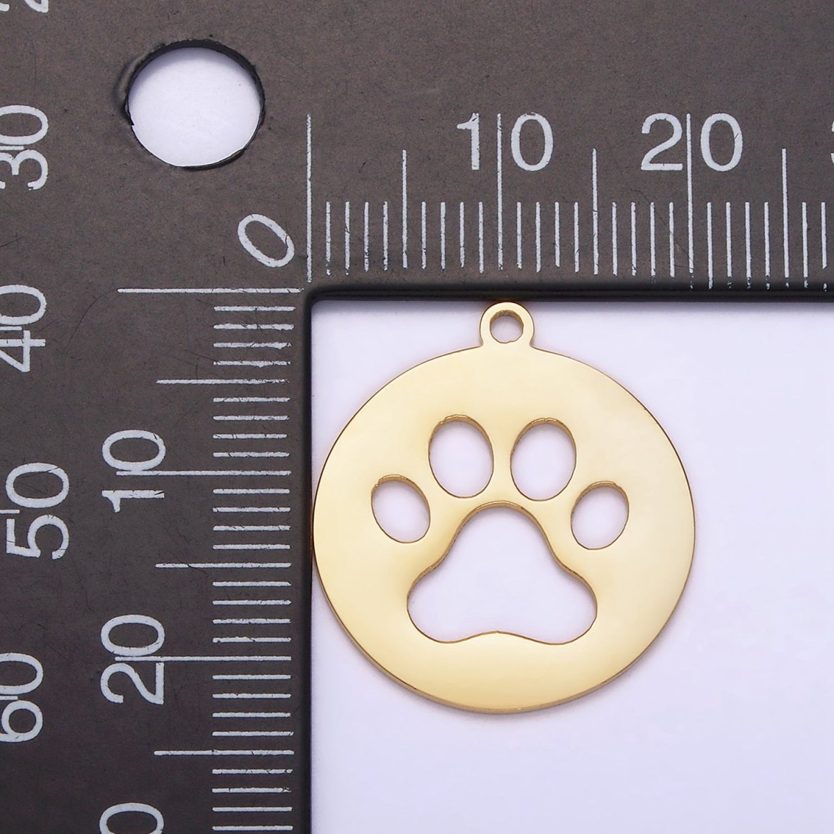Stainless Steel 20mm Animal Pawprint Open Round Charm | P1239
