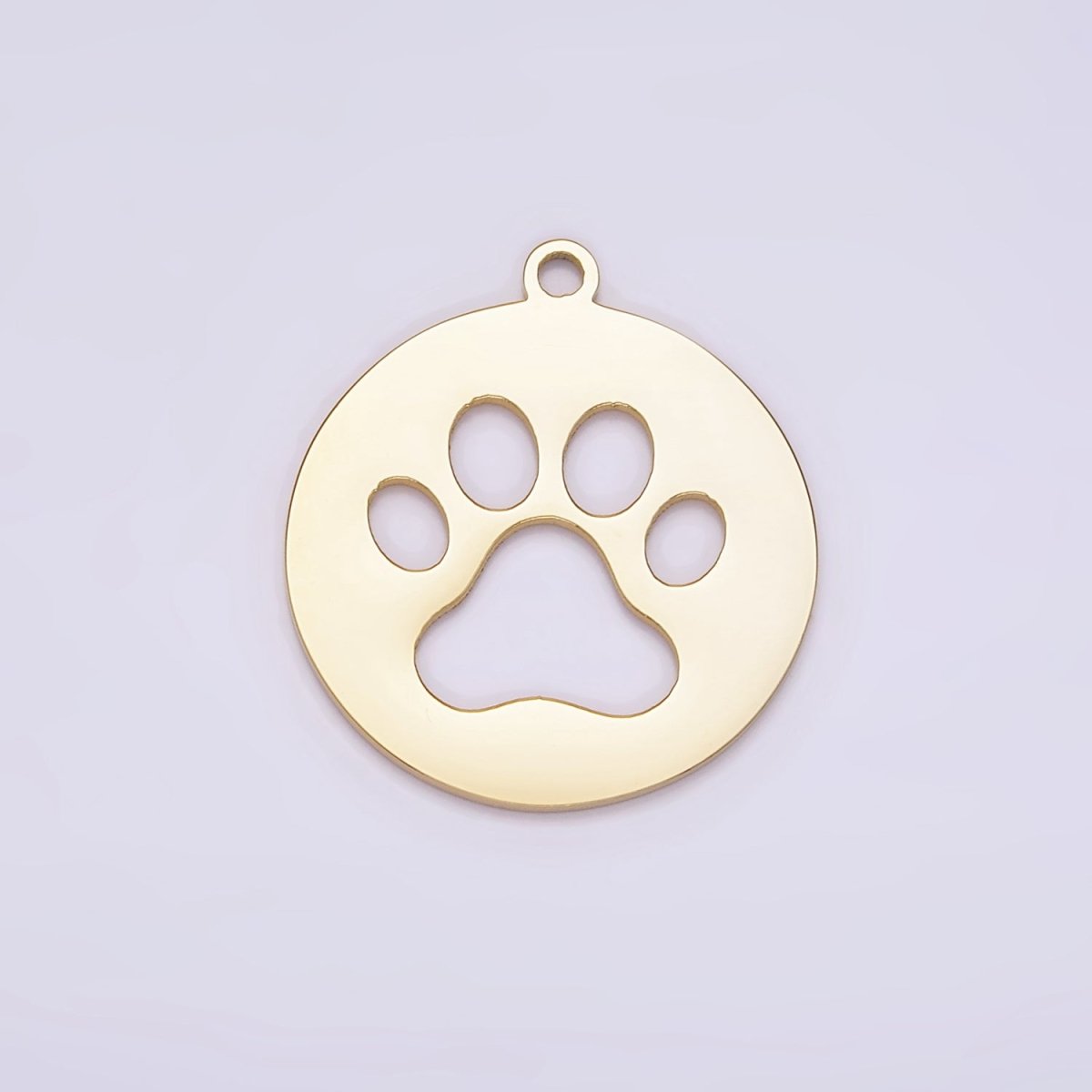 Stainless Steel 20mm Animal Pawprint Open Round Charm | P1239