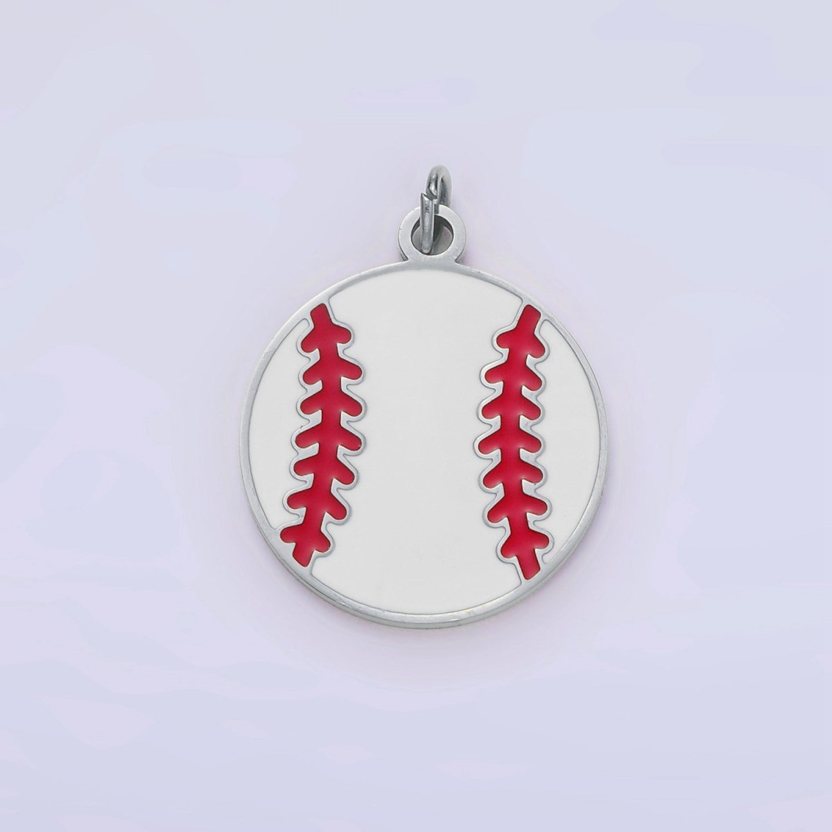 Stainless Steel 20mm Baseball Sports Enamel Round Charm in Gold & Silver | P966