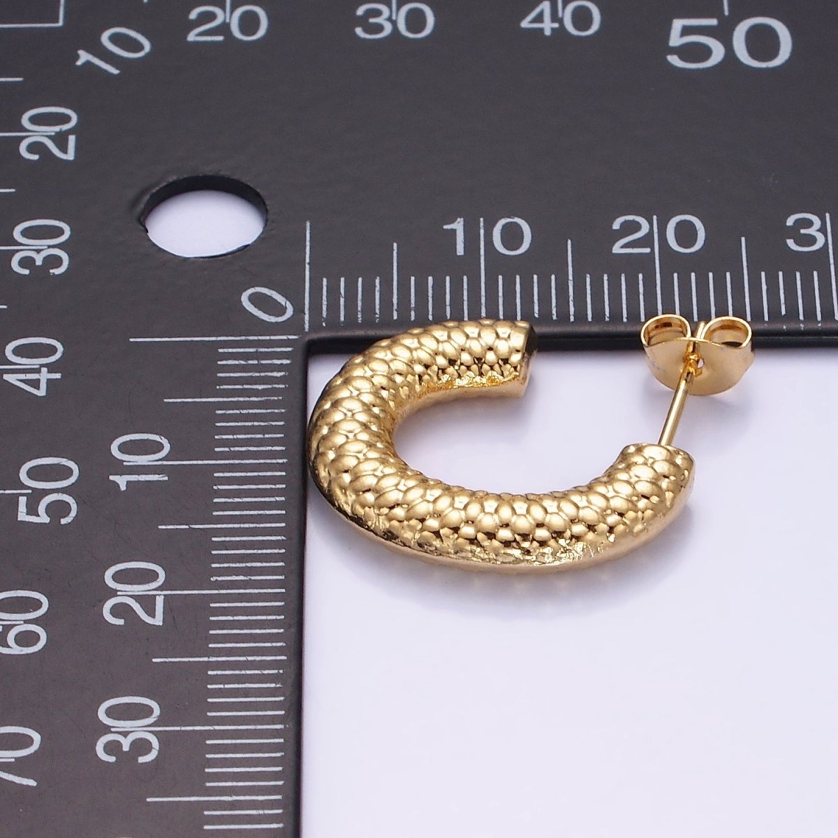 Stainless Steel 20mm Dotted Chubby C-Shaped Hoop Earrings | AE445 - DLUXCA