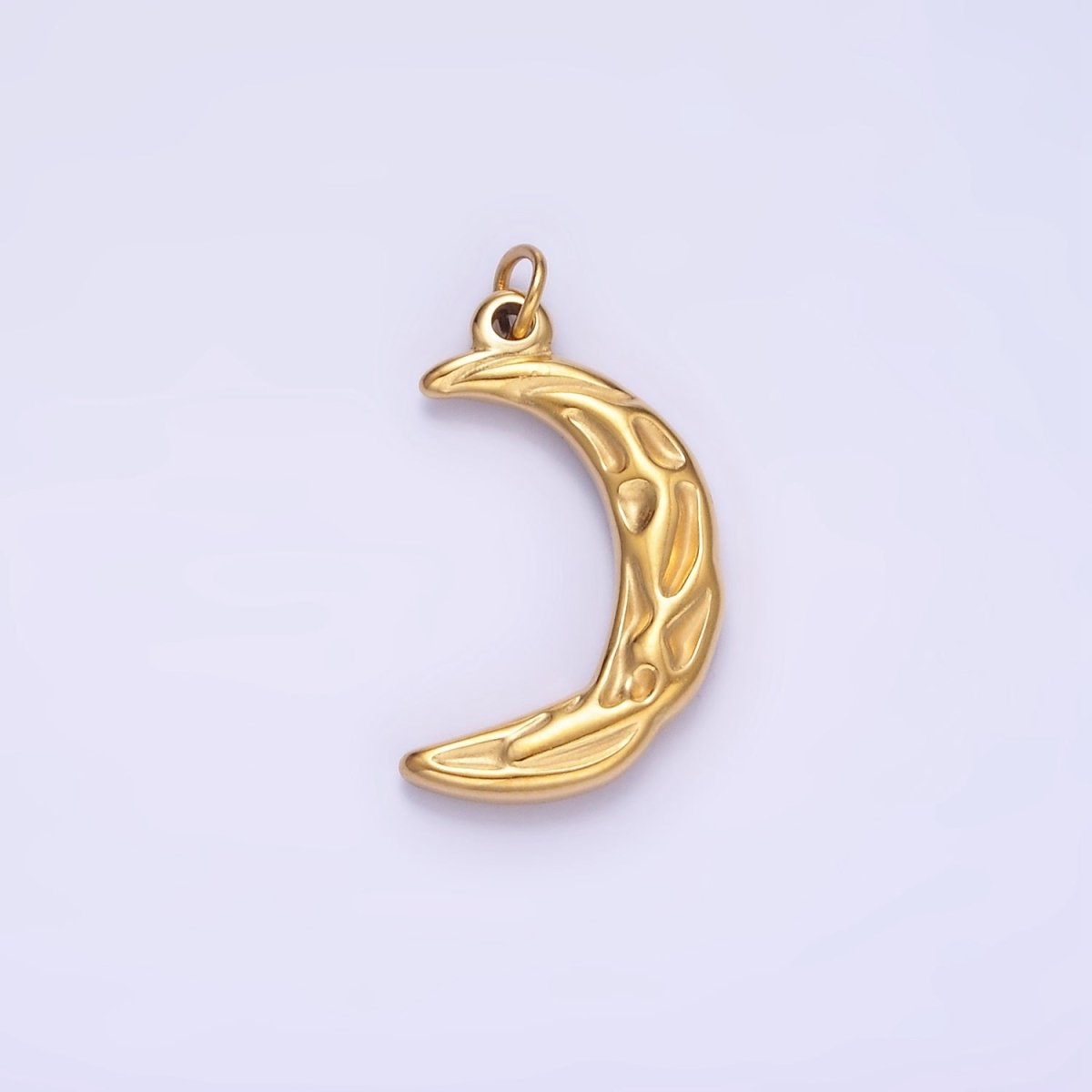 Stainless Steel 20mm Hammered Crescent Moon Minimalist Charm | P967 - DLUXCA