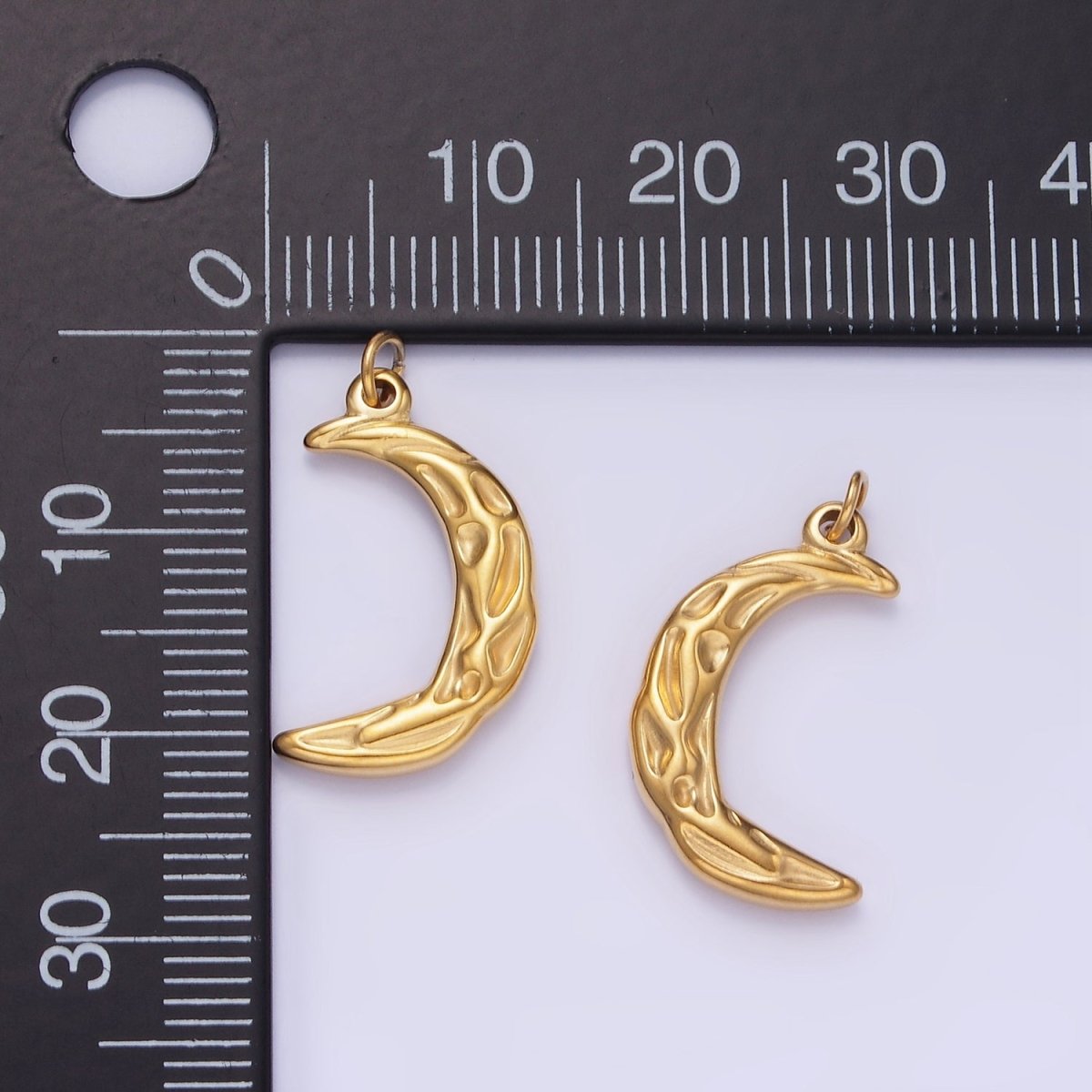Stainless Steel 20mm Hammered Crescent Moon Minimalist Charm | P967 - DLUXCA