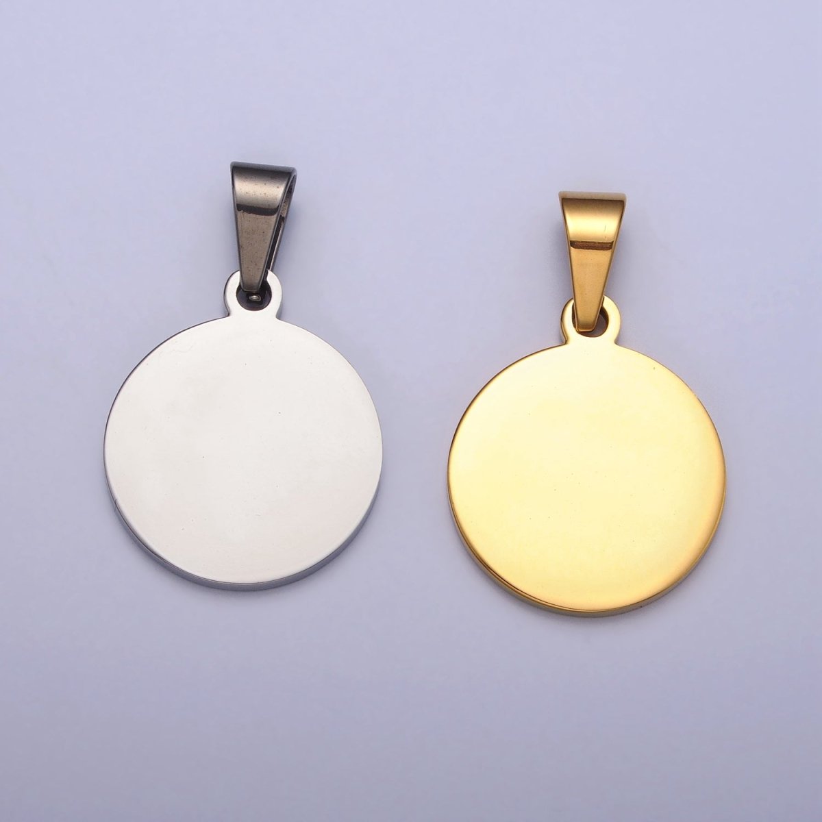 Stainless Steel 20mm Round Personalized Pendant in Gold & Silver J-548 J-553