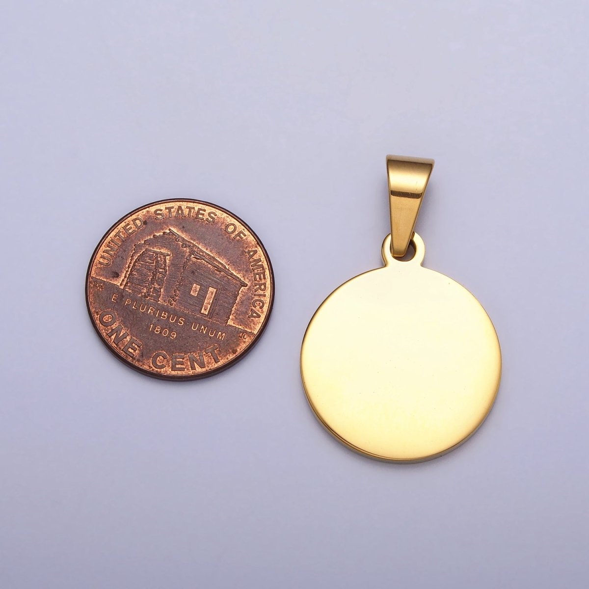 Stainless Steel 20mm Round Personalized Pendant in Gold & Silver J-548 J-553