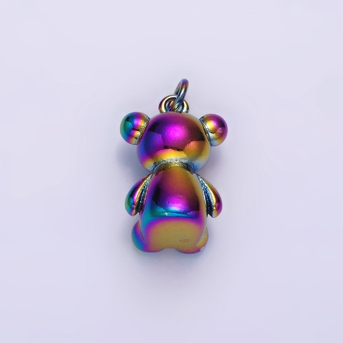 Stainless Steel 20mm Teddy Bear Animal Iridescent Rainbow Charm | P-659