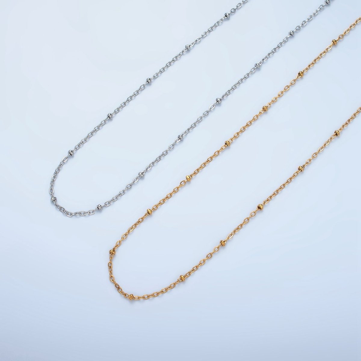 24K Gold Filled Satellite Cable Chain 20 Inch Necklace in Gold & Silver | WA-2610 WA-2611