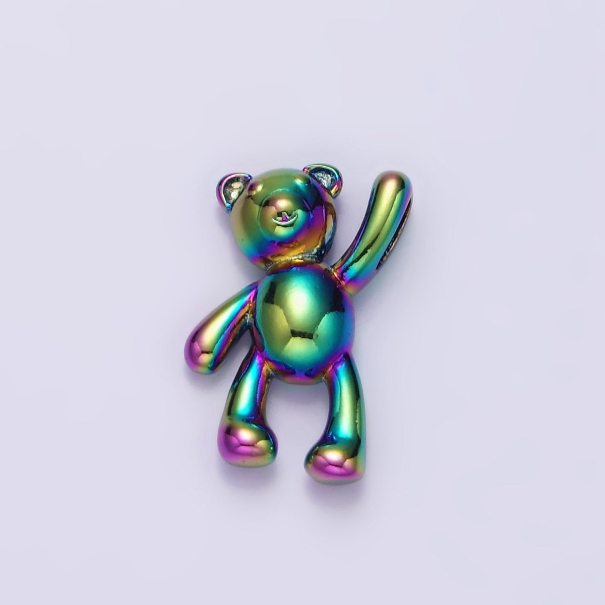 Stainless Steel 24mm, 17.5mm Iridescent Rainbow Holding On Teddy Bear Animal Pendant | P-844 P-845
