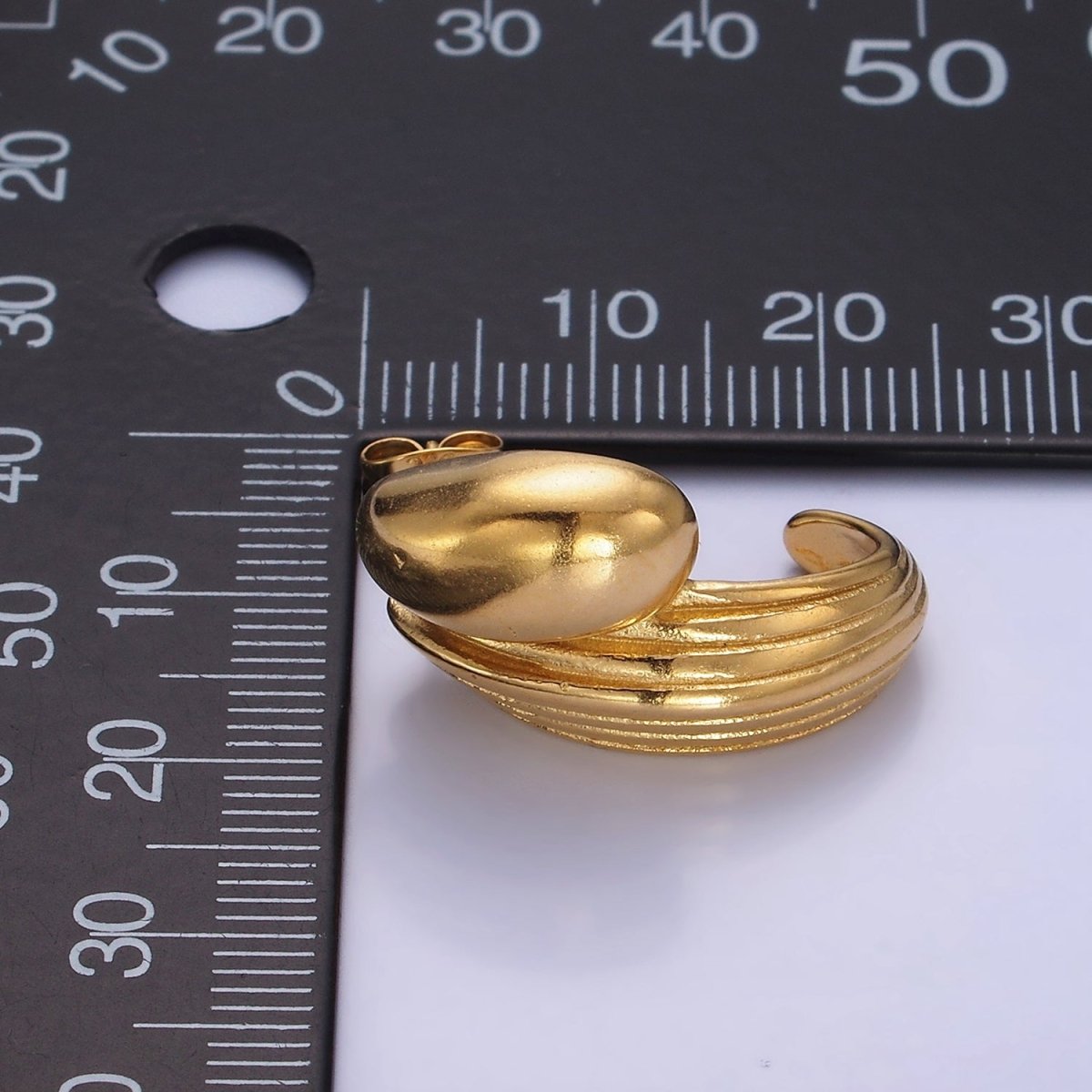 Stainless Steel 24mm Double Molten Lined C-Shaped Earrings in Gold & Silver | P028 P029