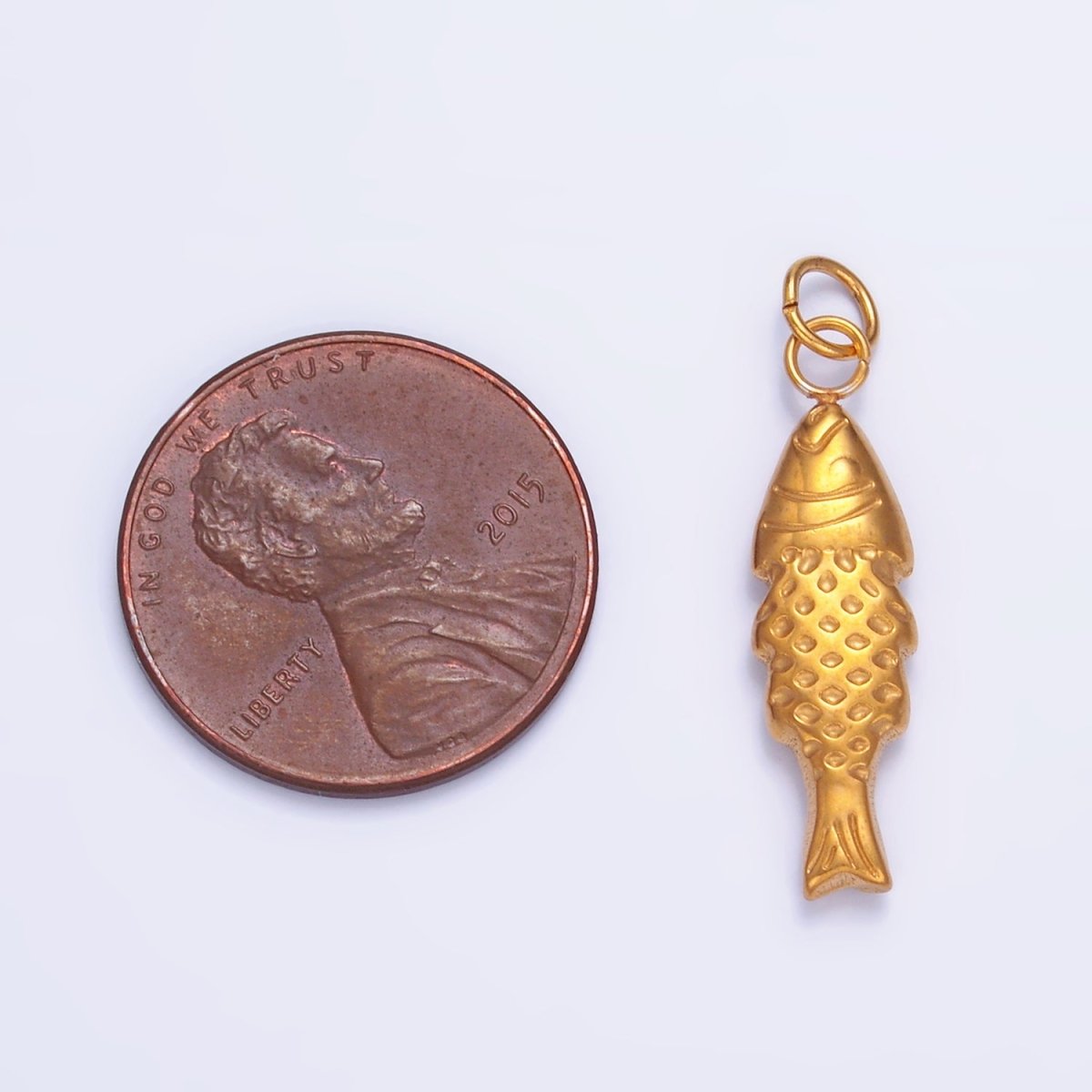 Stainless Steel 24mm Minimalist Fish 3D Multidimensional Charm | P628 - DLUXCA