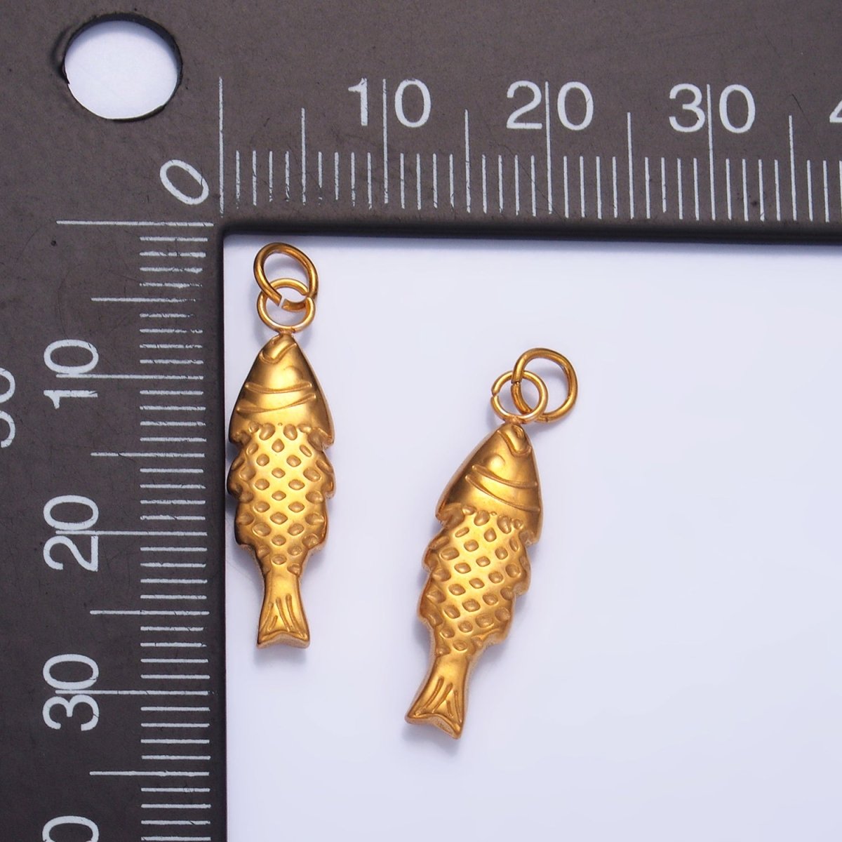 Stainless Steel 24mm Minimalist Fish 3D Multidimensional Charm | P628 - DLUXCA
