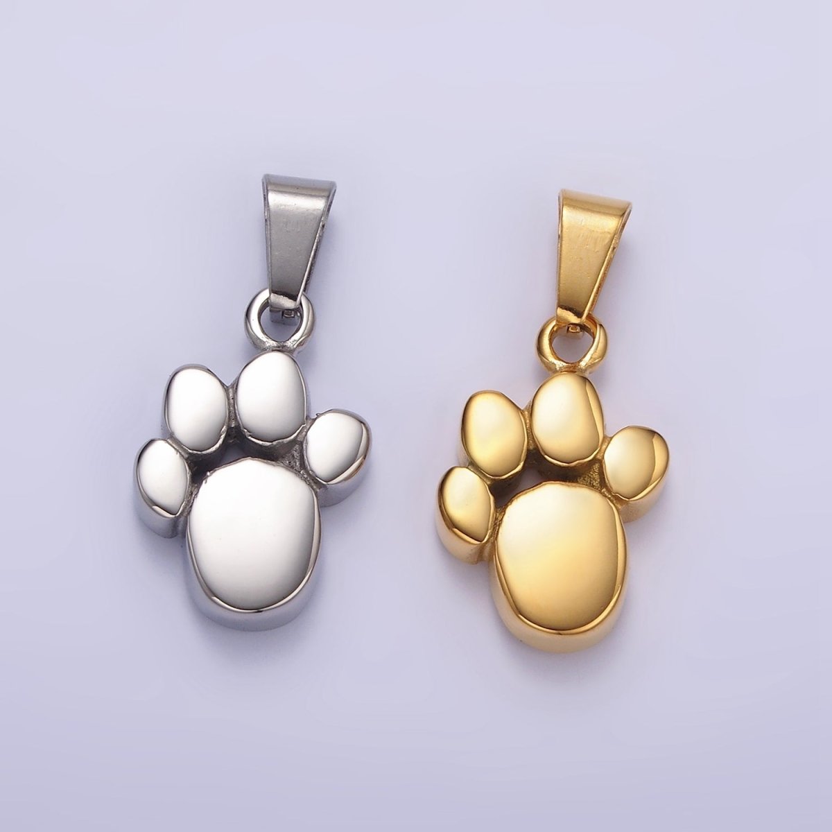 Stainless Steel 24mm Pawprint Animal Pet Pendant in Gold & Silver | P-785