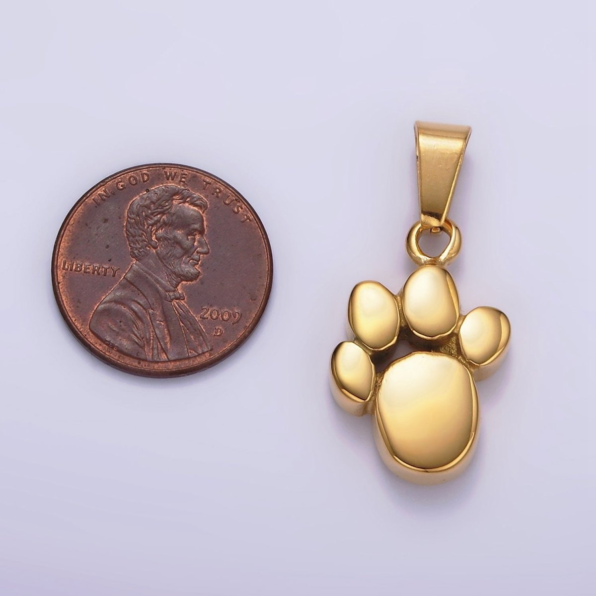 Stainless Steel 24mm Pawprint Animal Pet Pendant in Gold & Silver | P-785