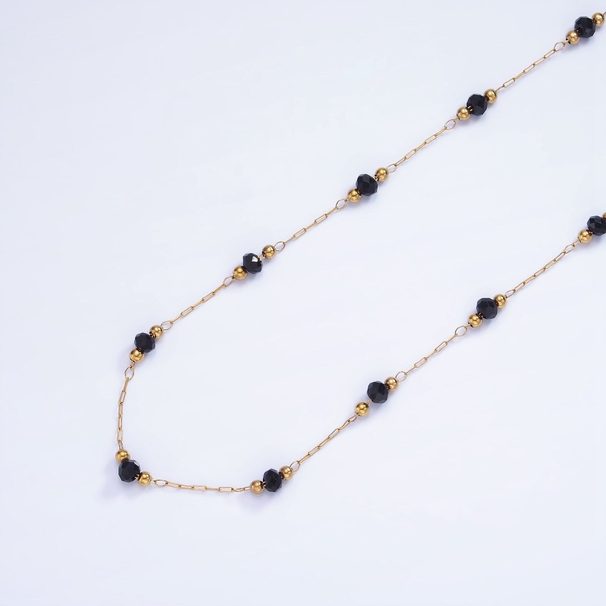 Stainless Steel 2.5mm Black, Blue Multifaceted Bead Satellite Unfinished Chain | ROLL-1478 ROLL-1479