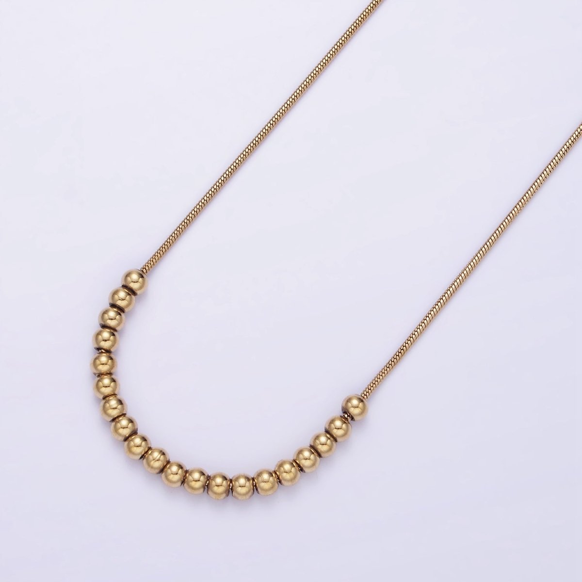 Stainless Steel 2.5mm Bubble Bead 16 Inch Herringbone Chain Necklace | WA-2395 - DLUXCA