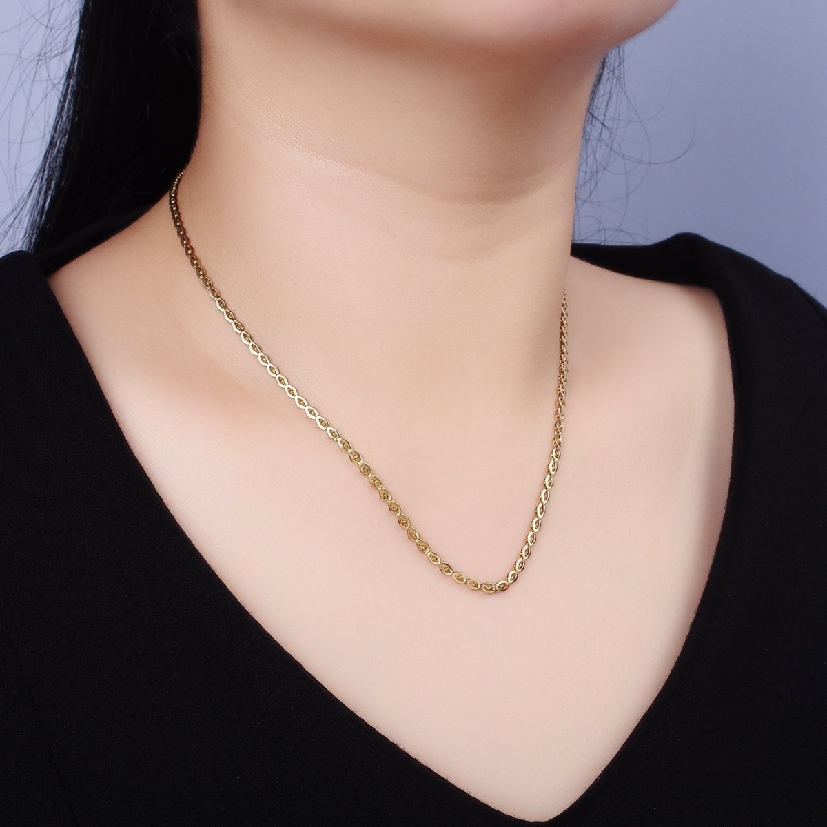 Stainless Steel 2.5mm Dot Designed Geometric 17.5 Inch Layering Statement Chain Necklace | WA-1998 Clearance Pricing - DLUXCA