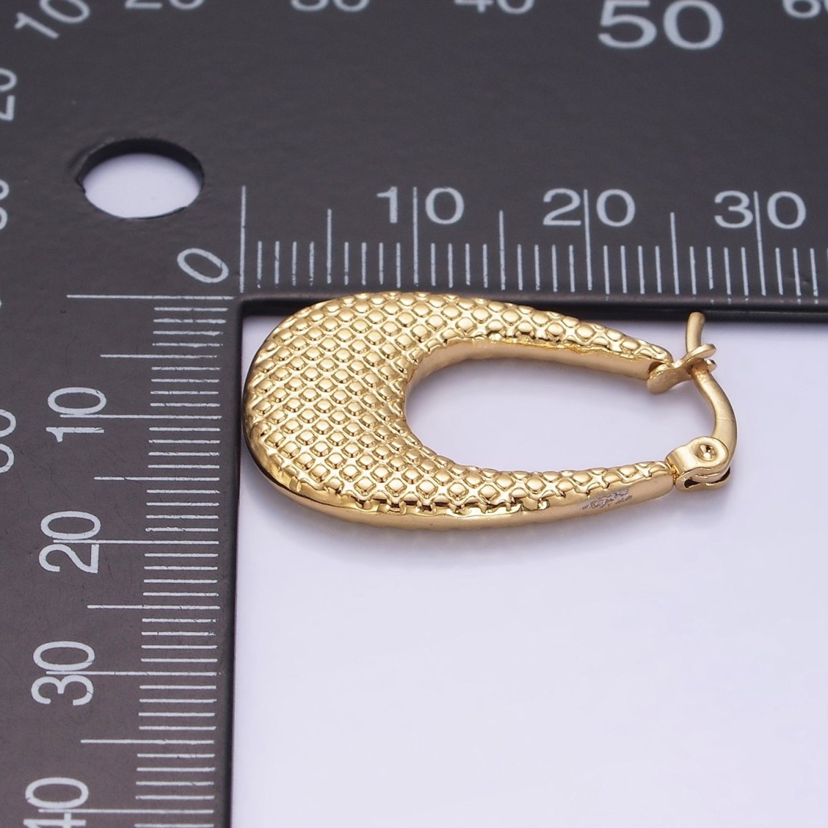 Stainless Steel 25mm Dotted U-Shaped Latch Hoop | AE438 - DLUXCA