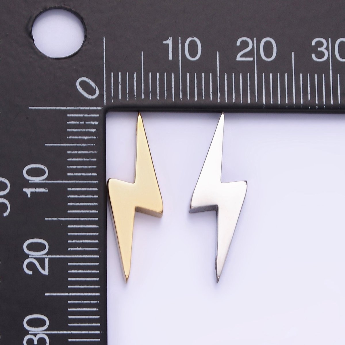 Stainless Steel 25mm Lightning Thunder Minimalist Charm in Gold & Silver | P941