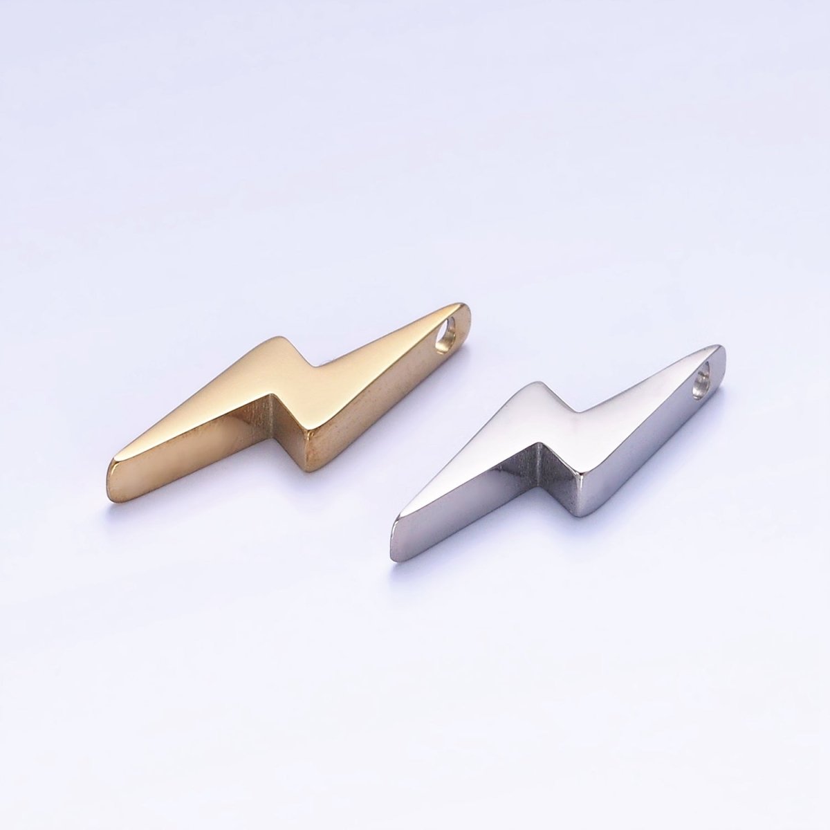 Stainless Steel 25mm Lightning Thunder Minimalist Charm in Gold & Silver | P941