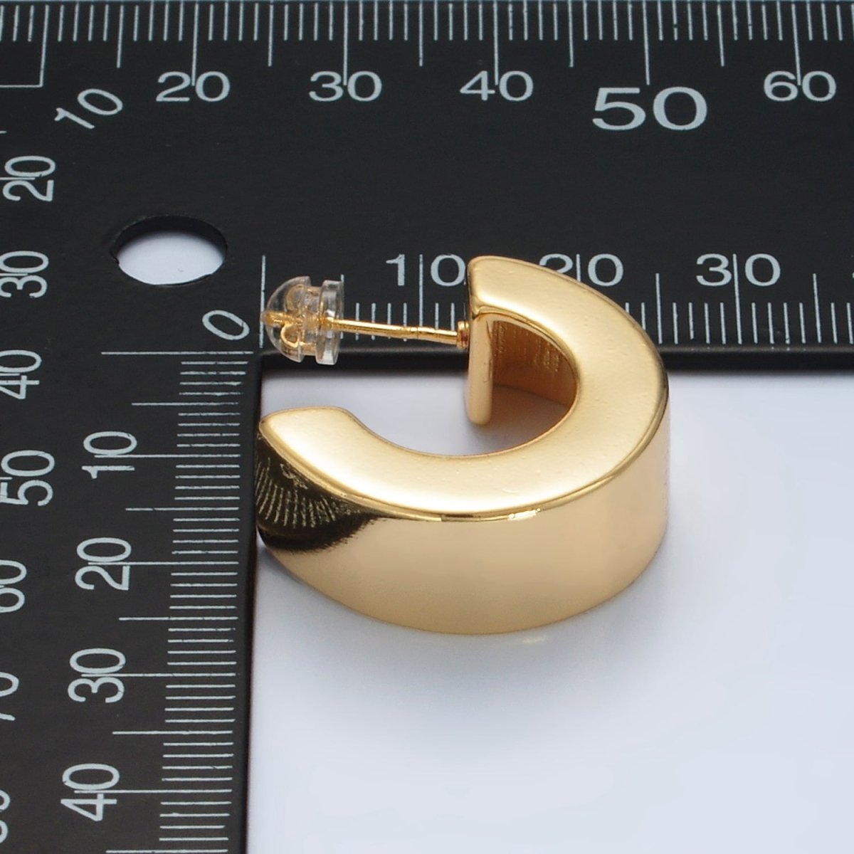 Stainless Steel 25mm Minimalist Wide C-Shaped Hoop Earrings in Gold & Silver | P536 P537