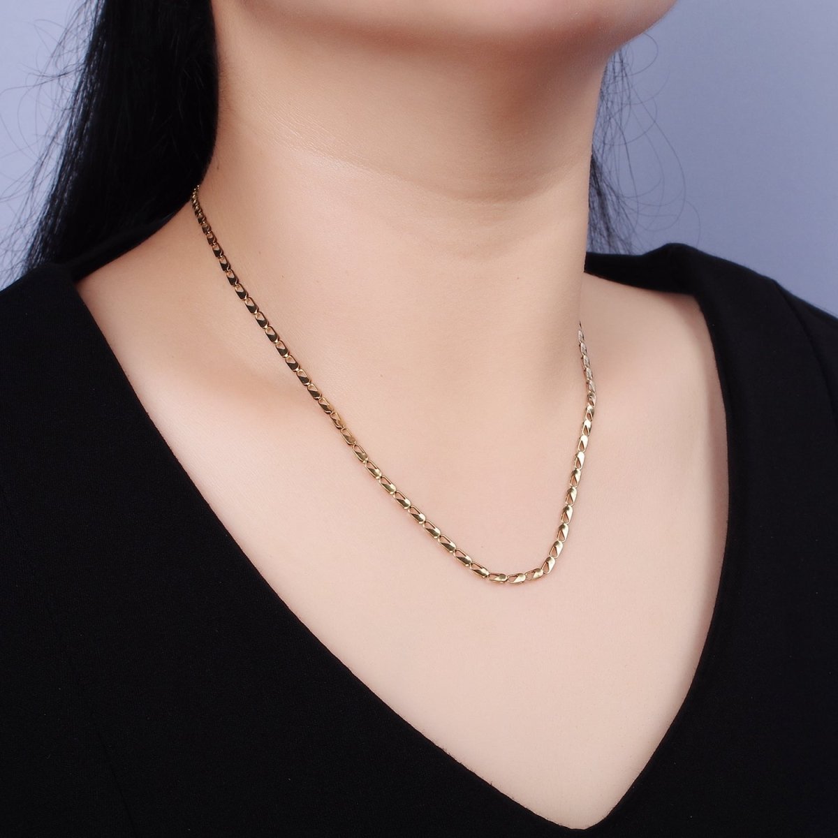 Stainless Steel 2.5mm Open Rectangular Link Designed 18 Inch Layering Chain Necklace | WA-1996 Clearance Pricing - DLUXCA