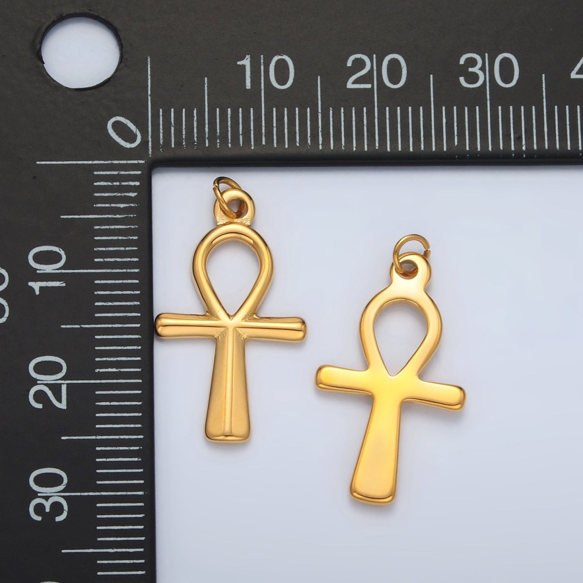 Stainless Steel 25mm Religious Ankh Cross Minimalist Charm | P1037 - DLUXCA