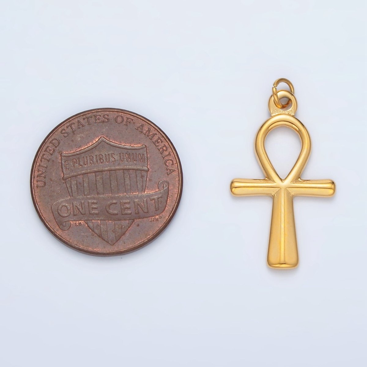 Stainless Steel 25mm Religious Ankh Cross Minimalist Charm | P1037 - DLUXCA