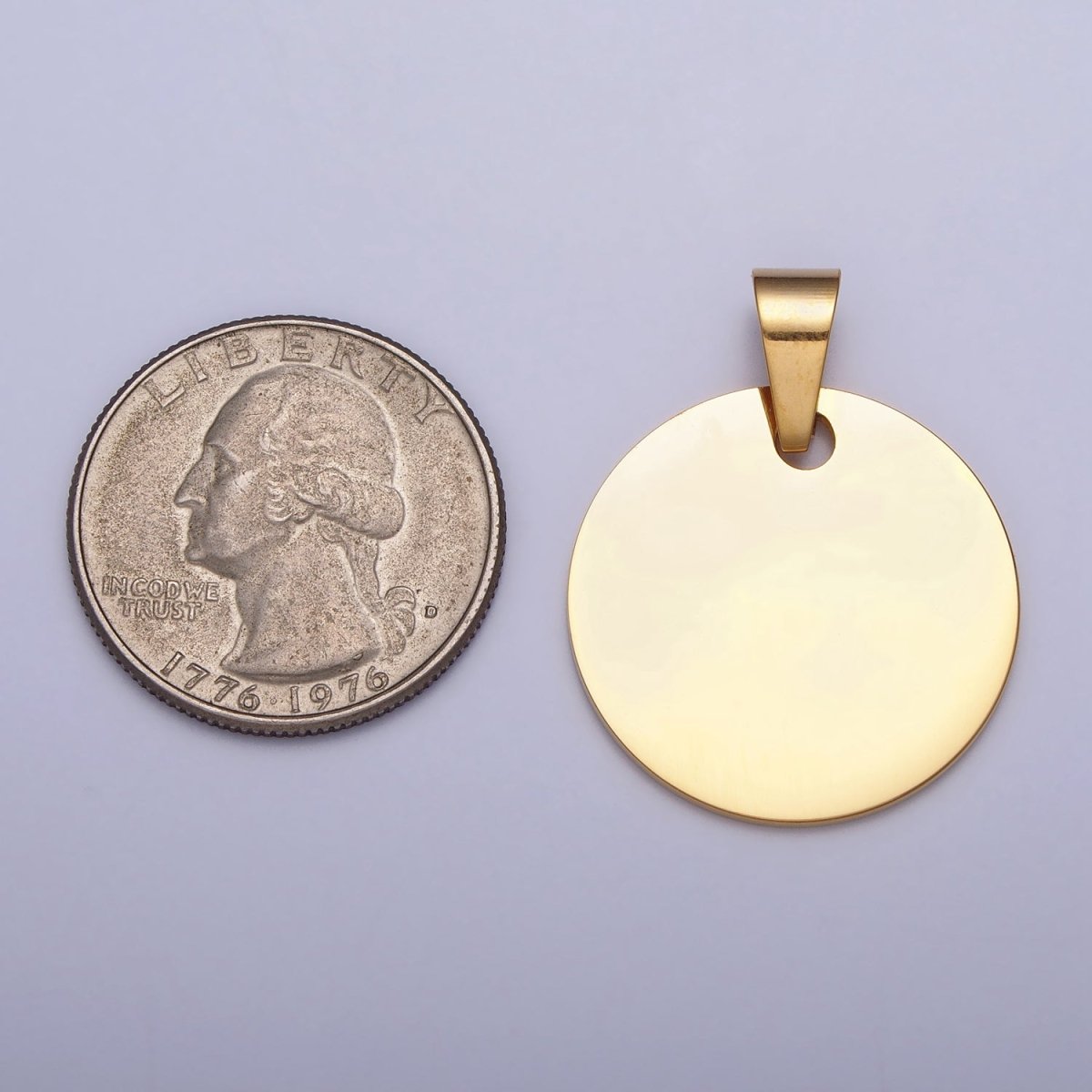 Stainless Steel 25mm Round Personalize Round Pendant in Gold & Silver | P-1083