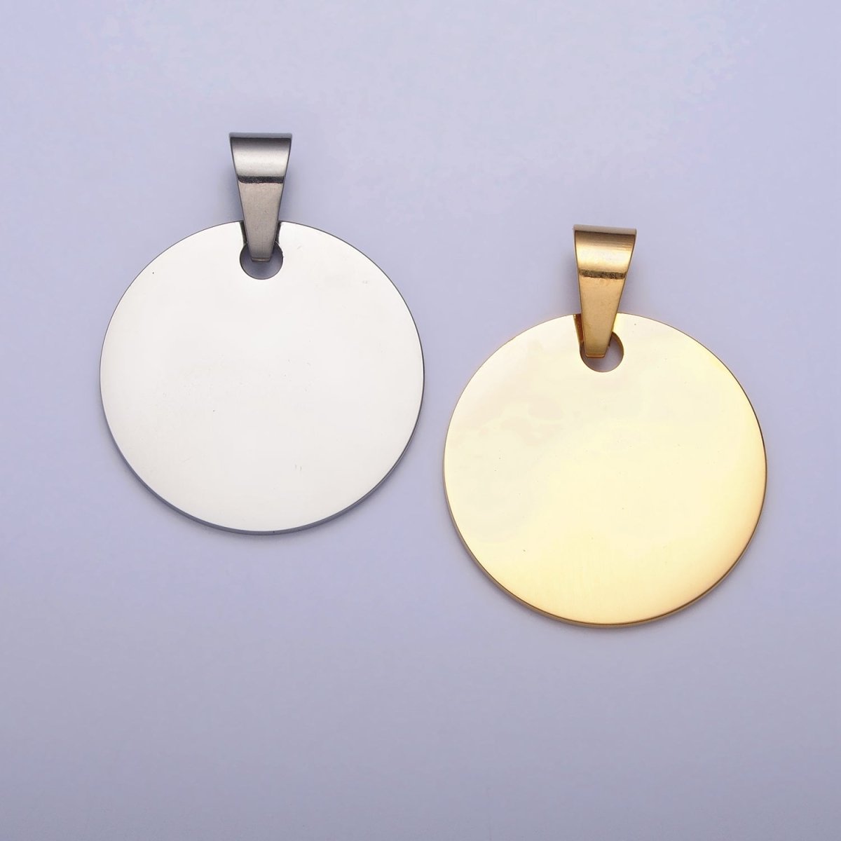 Stainless Steel 25mm Round Personalize Round Pendant in Gold & Silver | P-1083