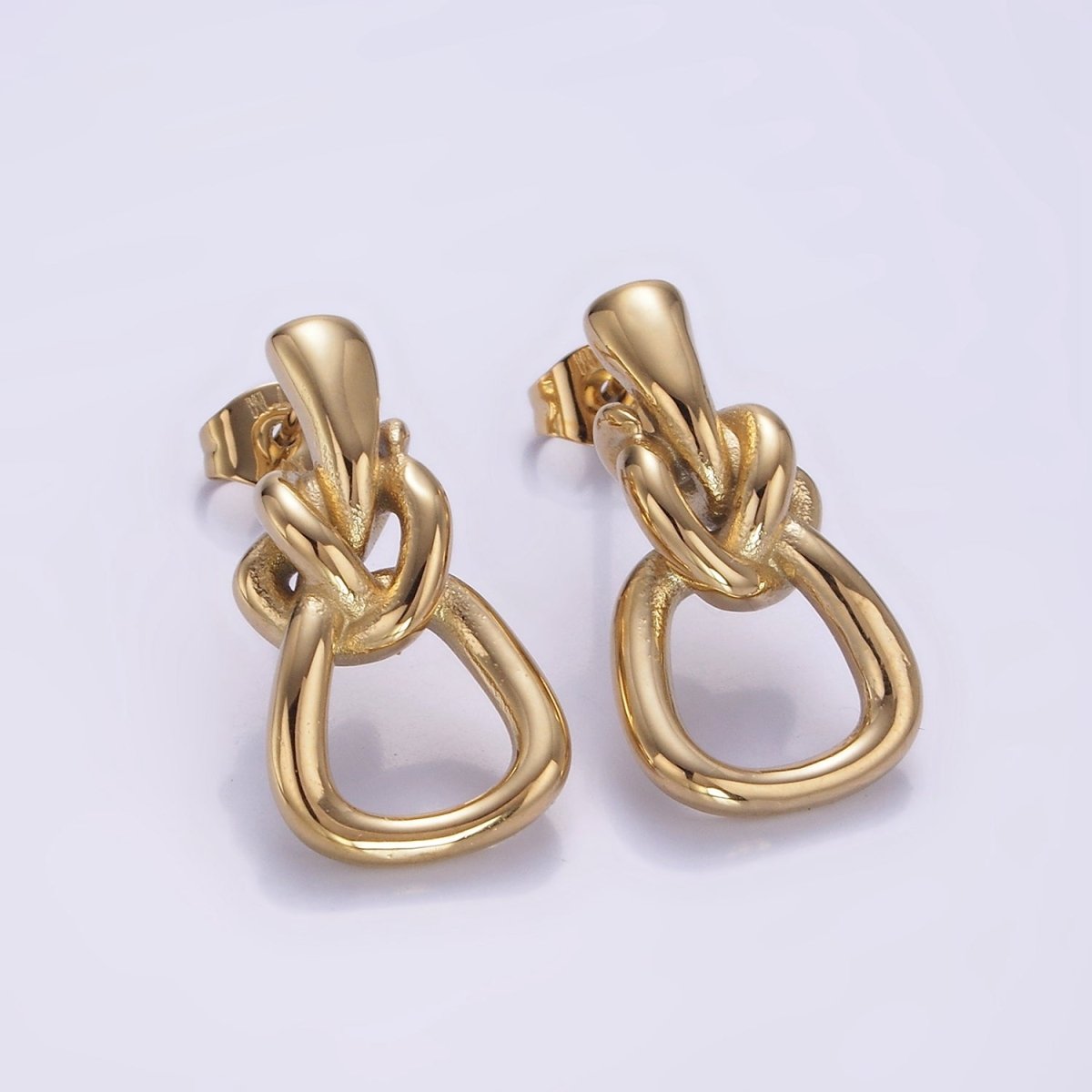 Stainless Steel 25mm Twisted Band Minimalist Stud Earrings | AB1152 - DLUXCA