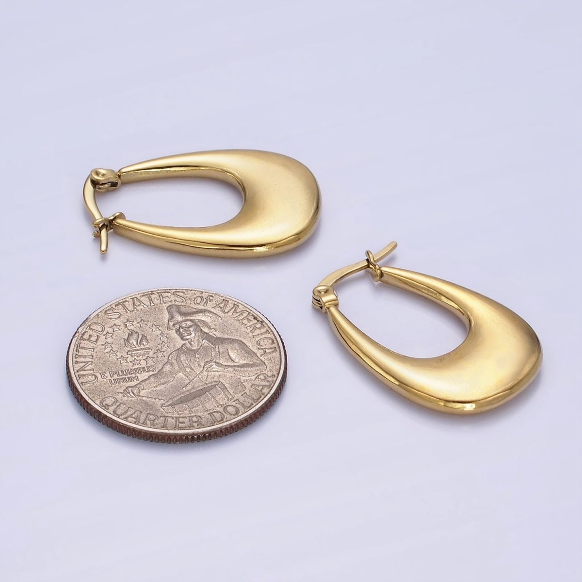 Stainless Steel 25mm U-Shaped Minimalist Latch Hoop | AE446 - DLUXCA