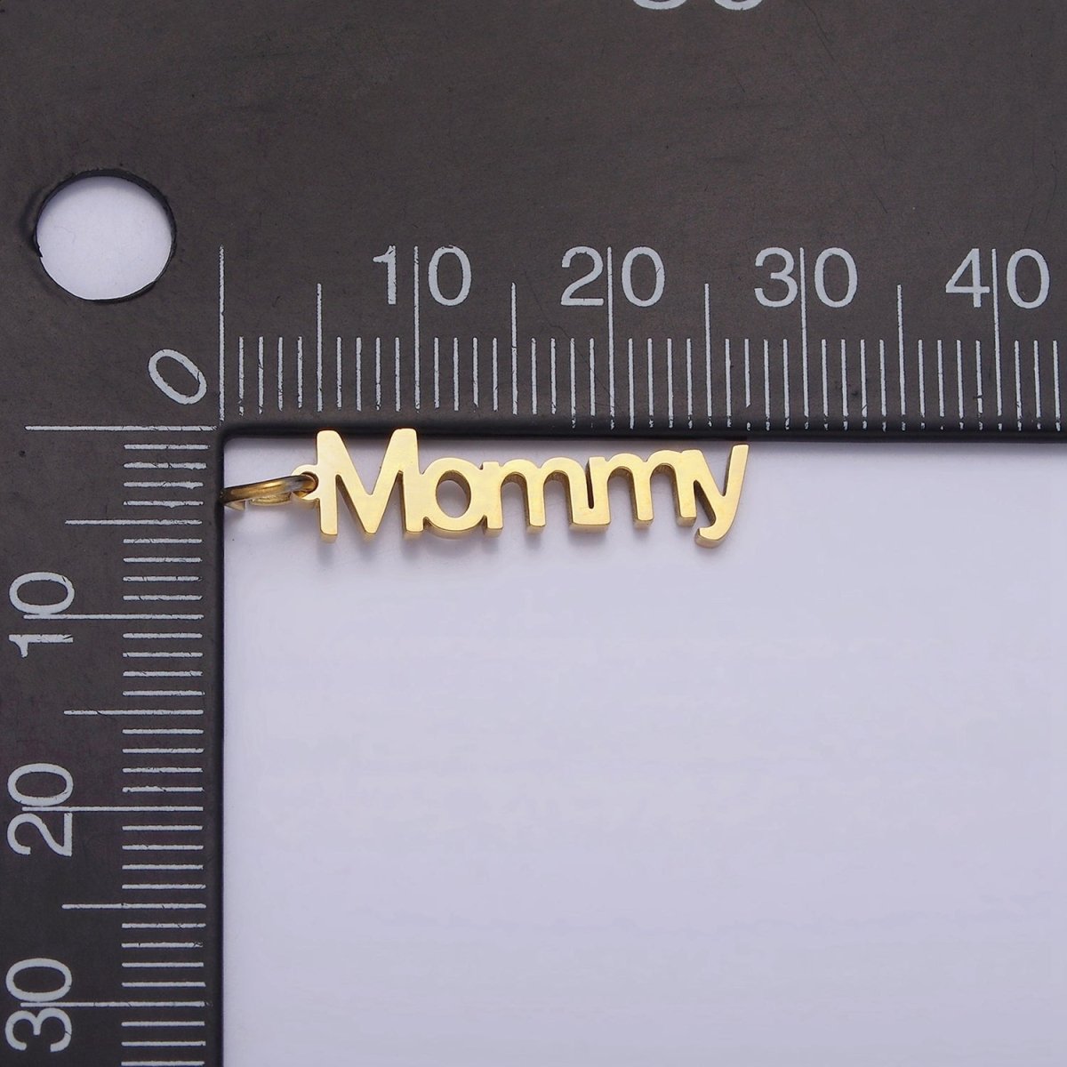 Stainless Steel 27.5mm "Mommy" Script Sideway Charm in Gold & Silver | P-880