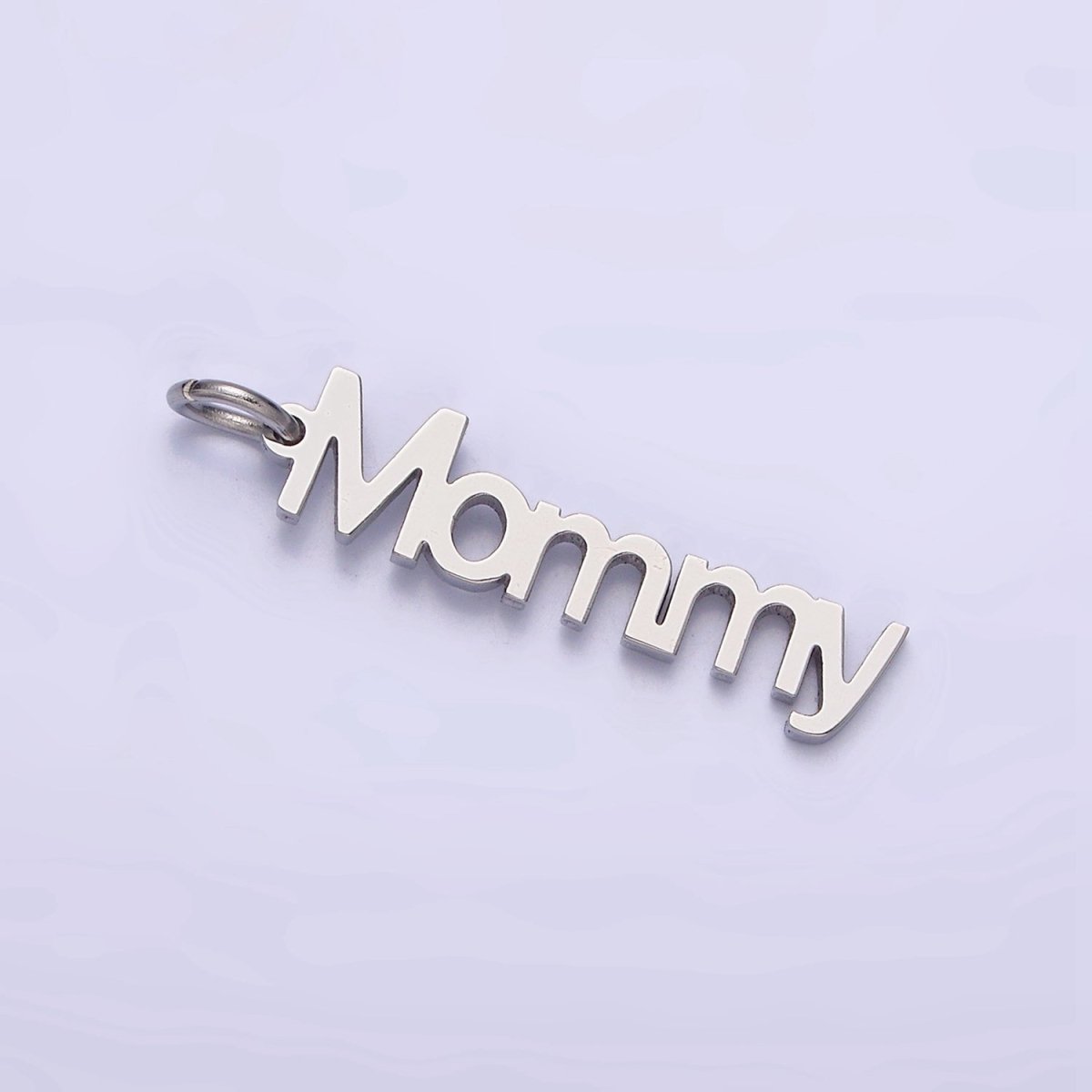 Stainless Steel 27.5mm "Mommy" Script Sideway Charm in Gold & Silver | P-880
