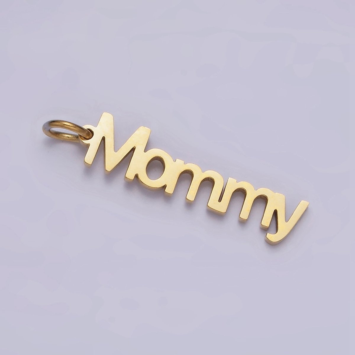 Stainless Steel 27.5mm "Mommy" Script Sideway Charm in Gold & Silver | P-880