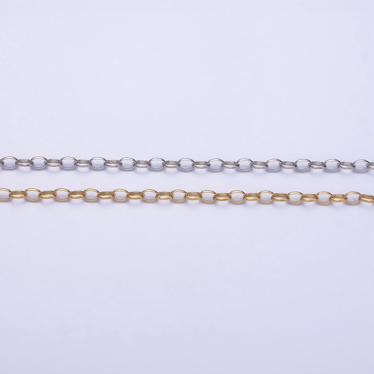 Stainless Steel 2.7mm Cable Tarnish-Free Unfinished Chain in Gold & Silver | ROLL-1346 ROLL-1347 Clearance Pricing