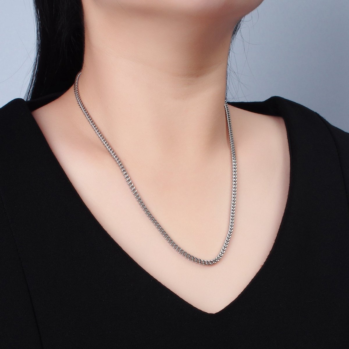 Stainless Steel 2.7mm Curb Chain 20 Inch Necklace in Gold & Silver | WA-2590 WA-2591