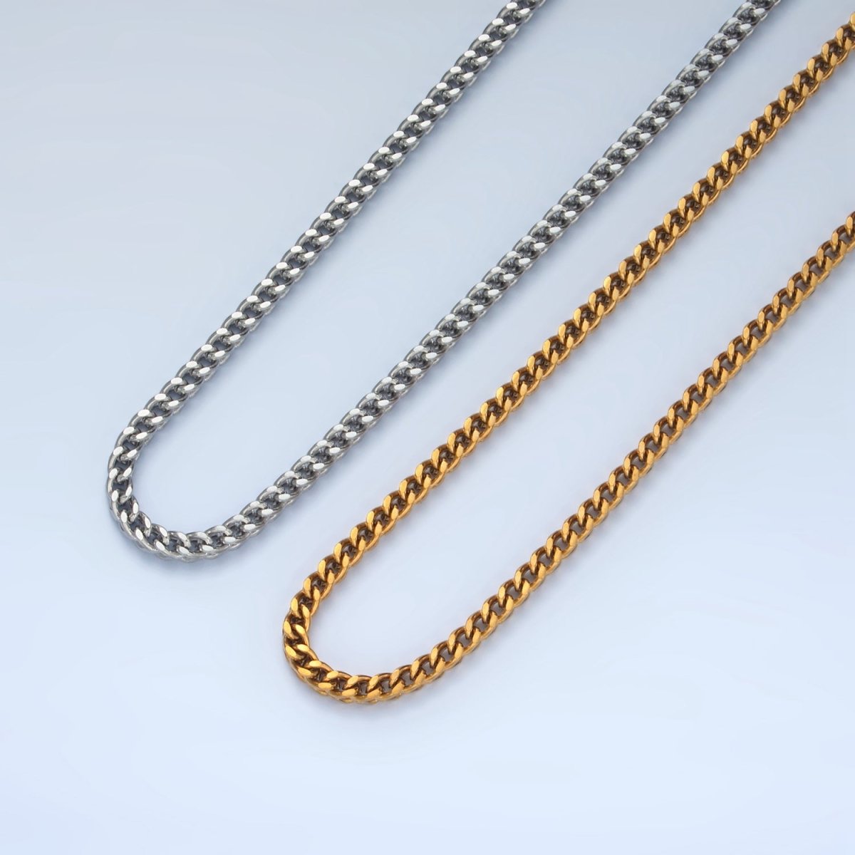 Stainless Steel 2.7mm Curb Chain 20 Inch Necklace in Gold & Silver | WA-2590 WA-2591