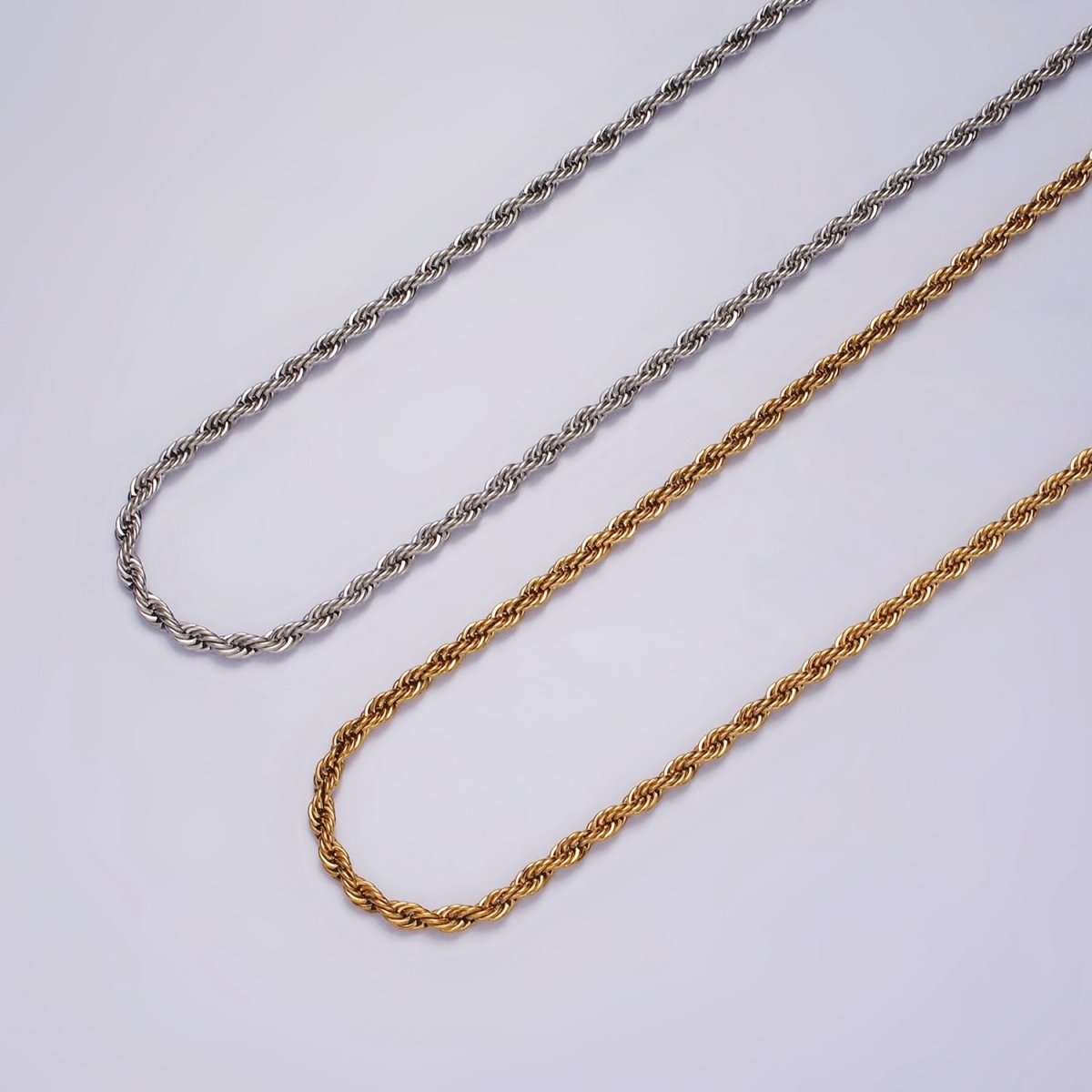 Stainless Steel 2.8mm Rope 18 Inches Necklace in Gold & Silver | WA-2334 WA-2335 Clearance Pricing