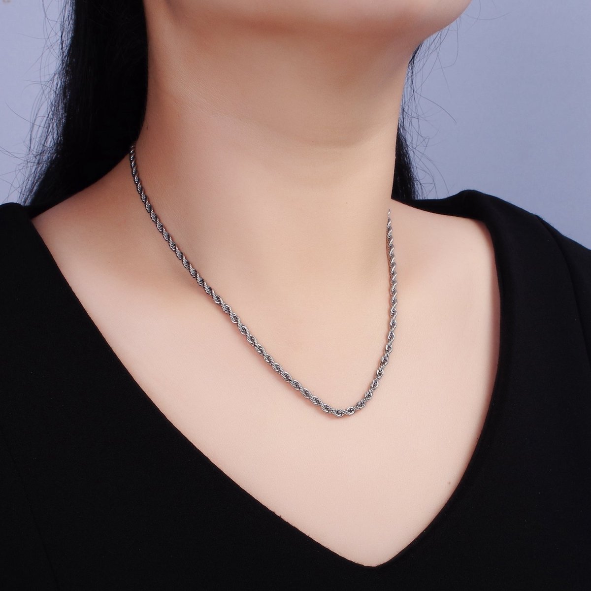Stainless Steel 2.8mm Rope 18 Inches Necklace in Gold & Silver | WA-2334 WA-2335 Clearance Pricing