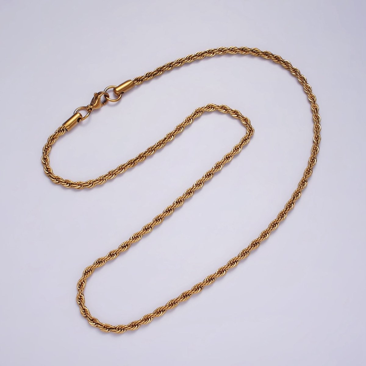 Stainless Steel 2.8mm Rope 18 Inches Necklace in Gold & Silver | WA-2334 WA-2335 Clearance Pricing