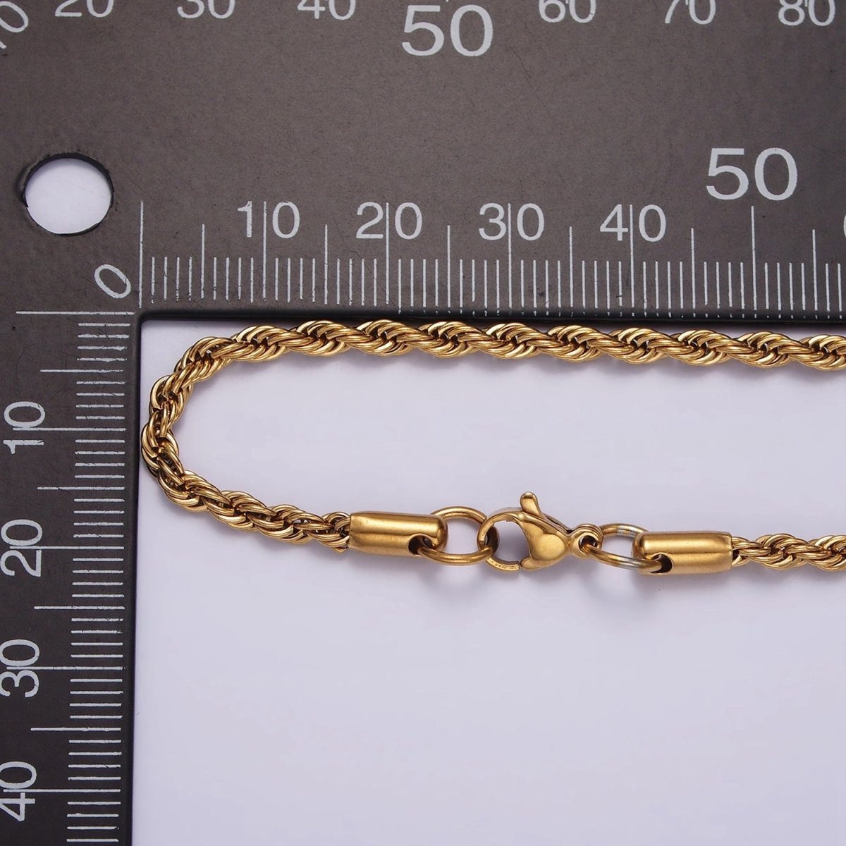 Stainless Steel 2.8mm Rope 18 Inches Necklace in Gold & Silver | WA-2334 WA-2335 Clearance Pricing