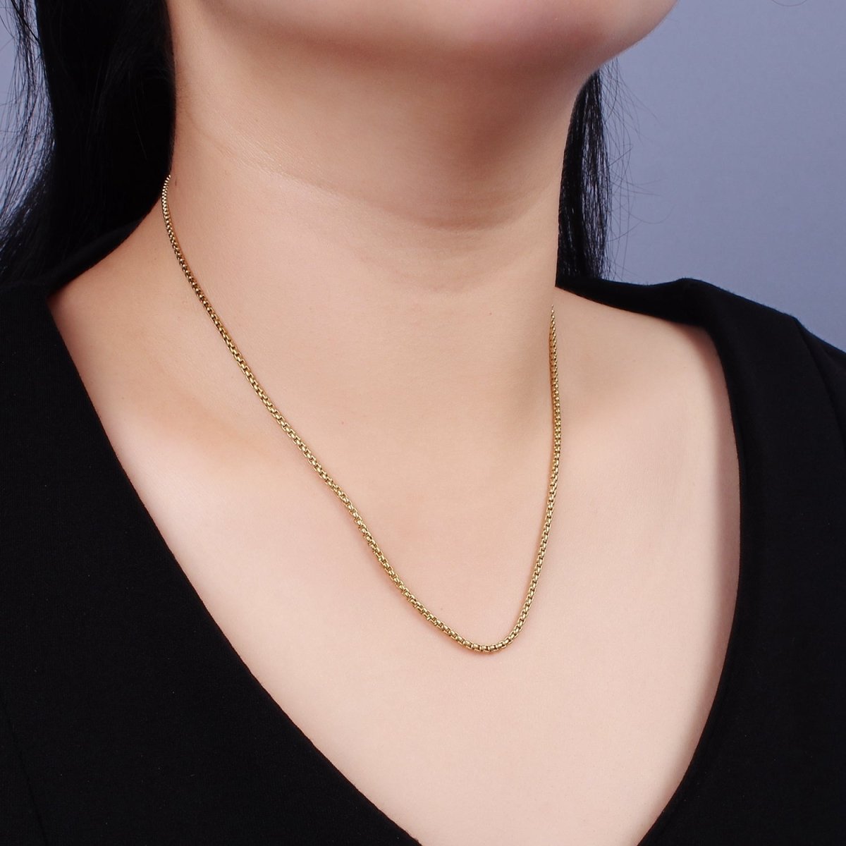 Stainless Steel 2mm Box Chain 18 Inch Necklace | WA-2370 - DLUXCA