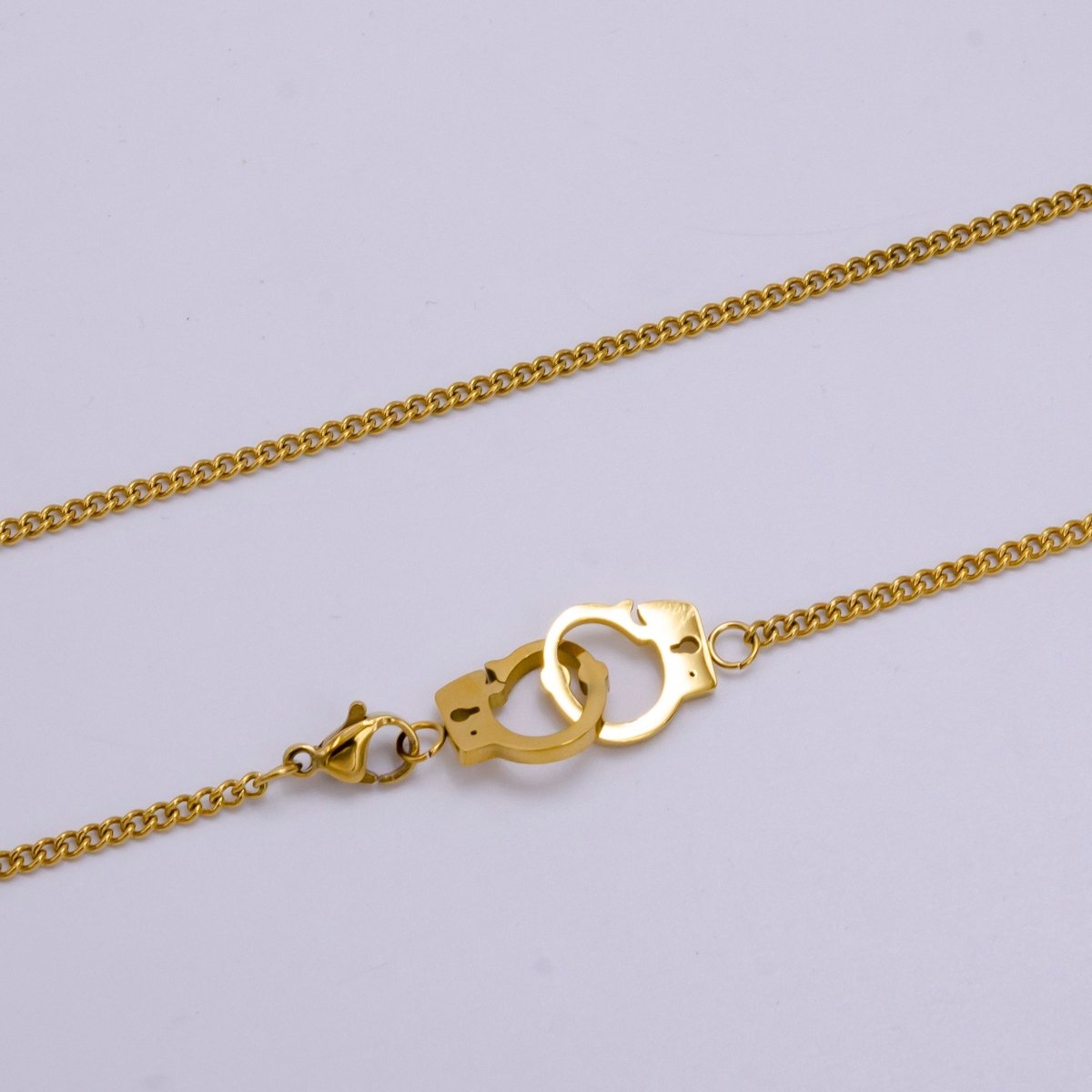 Stainless Steel 2mm Curb Chain Handcuff Connector 19 Inch Necklace | WA-2340 Clearance Pricing - DLUXCA