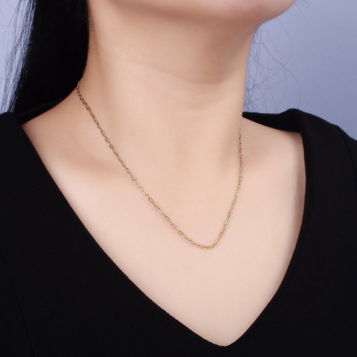 Stainless Steel 2mm Dainty Cable Chain 17.72 Layering Chain Necklace | WA-2025 Clearance Pricing - DLUXCA