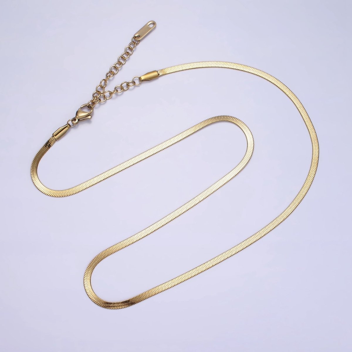 Stainless Steel 2mm Herringbone 18 Inch Layering Chain Necklace | WA-2017 Clearance Pricing - DLUXCA