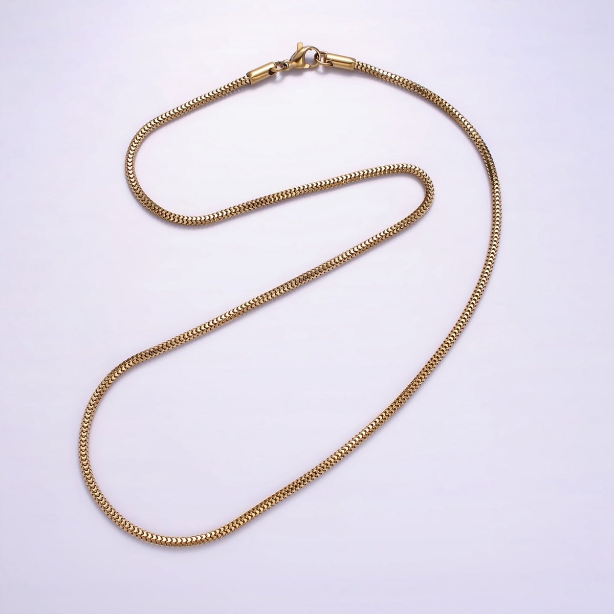 Stainless Steel 2mm Herringbone Cocoon Snake Chain 18 Inch Necklace | WA-2356 - DLUXCA