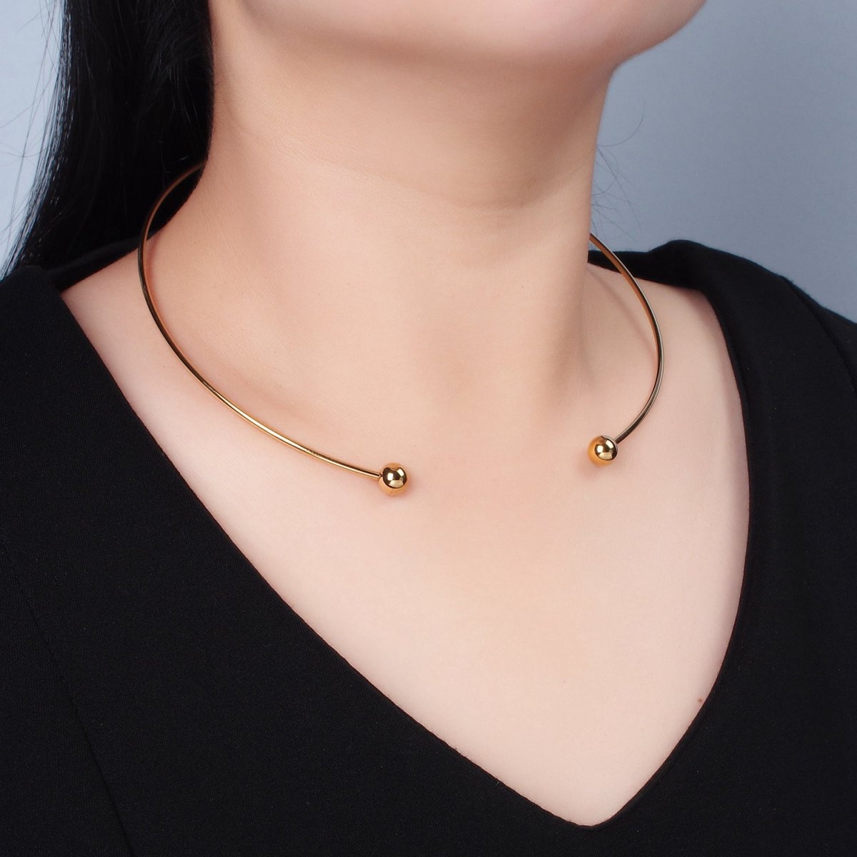 Stainless Steel Round Circular Bead Necklace in Gold & Silver | WA-2622 WA-2623