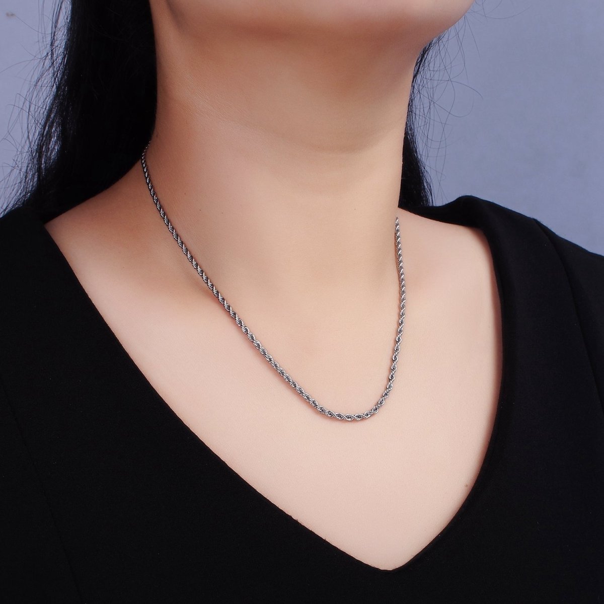 Stainless Steel 2mm Rope Chain 18 Inch Necklace in Gold & Silver | WA-2336 WA-2337