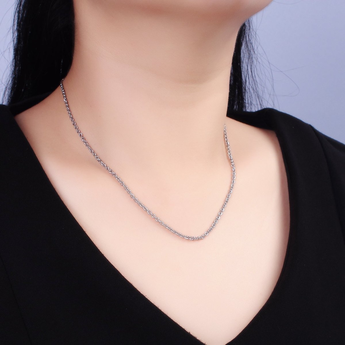 Stainless Steel 2mm Sunburst Cable 18 Inch Layering Chain Necklace in Gold & Silver | WA-1994 WA-2107 Clearance Pricing